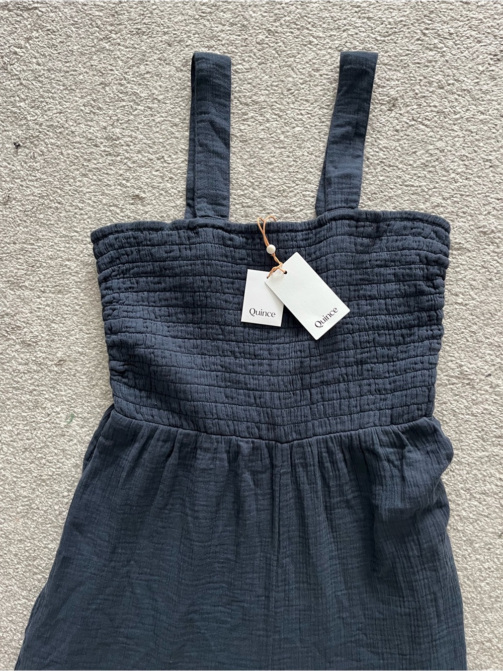 NWT Quince Women’s Organic Cotton Indigo Blue Wide-Leg Jumpsuit Size Large - Picture 3 of 11